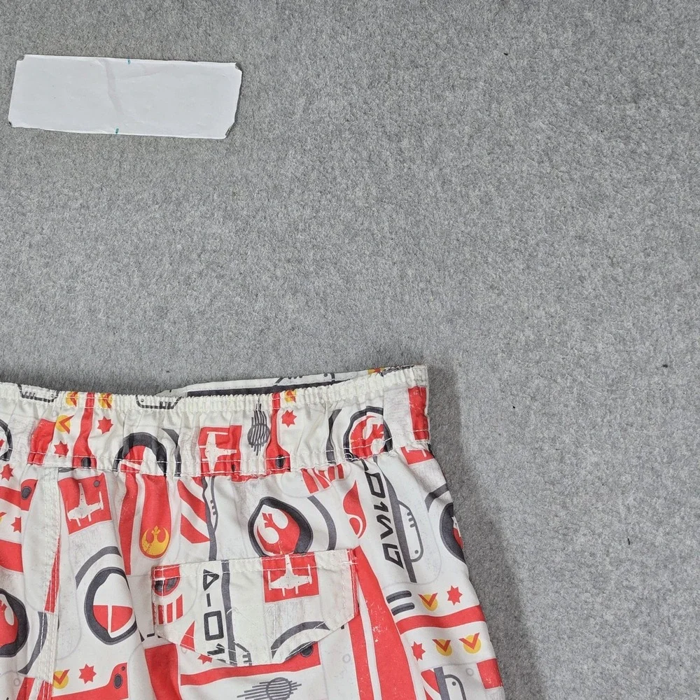 Star Wars Men Swimwear 2XL White Swim Trunks Graphic Logo